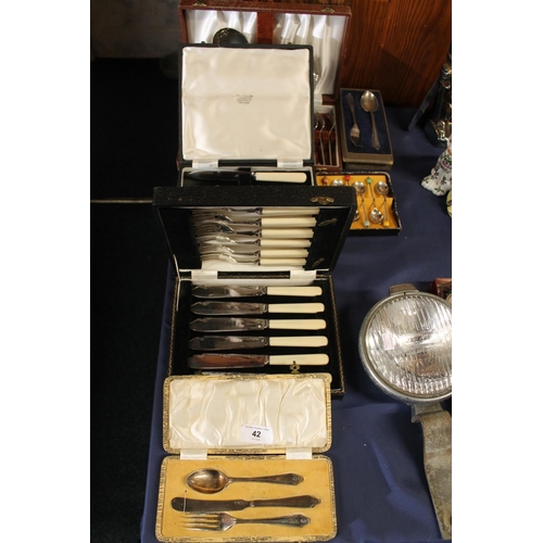 42 - Silver-plated flatware, cased.