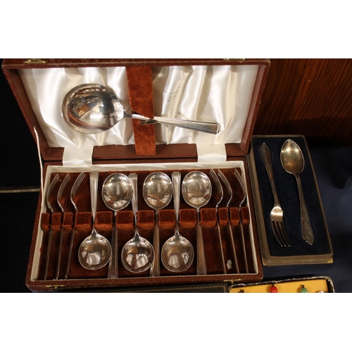 42 - Silver-plated flatware, cased.