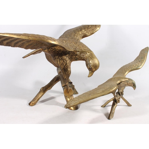 7 - Two brass eagles, largest 50cm.