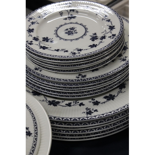 94 - Royal Doulton Yorktown blue and white dinnerware to include tureens, plates, gravy boat and stand, e... 