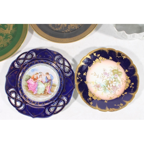 96 - Two Spode Imperial Garden chinoiserie decorated cabinet plates, a Limoges porcelain plate, a contine... 