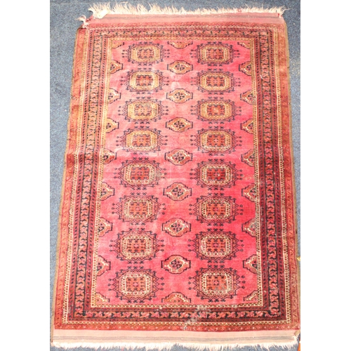 933 - Turkoman Bokhara type red rug, 164cm x 114cm.