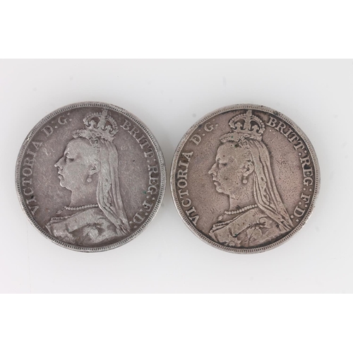 787 - UNITED KINGDOM Queen Victoria (1837-1901) silver crowns 1889 and 1892.