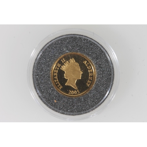 793 - ALDERNEY Queen Elizabeth II gold proof like one pound £1 2005, [999 fine gold, 1.24g, 13.92mm]... 