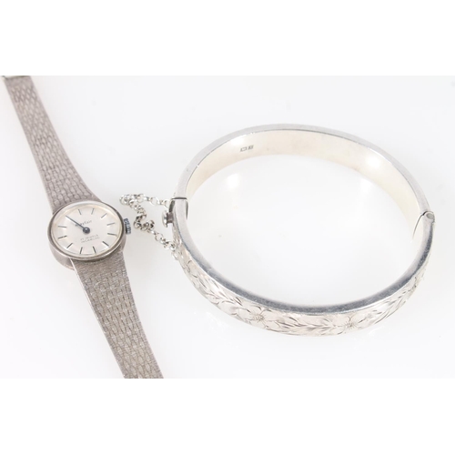 798 - Ladies silver cased Mayfair wristwatch with 17 jewel Incabloc movement, 27.5g gross and a silver ban... 