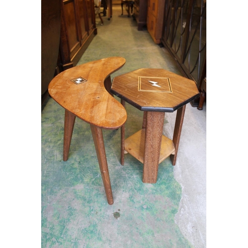 856 - Two inlaid marquetry occasional tables, largest 45cm high.