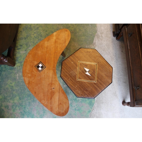 856 - Two inlaid marquetry occasional tables, largest 45cm high.