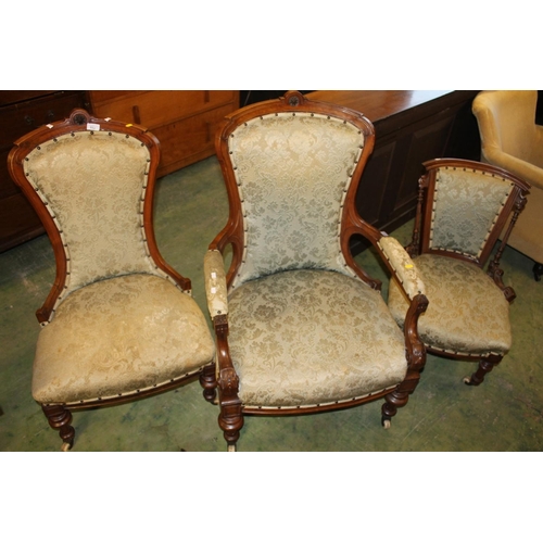 862 - Three upholstered chairs.