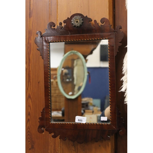 885 - Small mahogany framed wall mirror, H47cm.