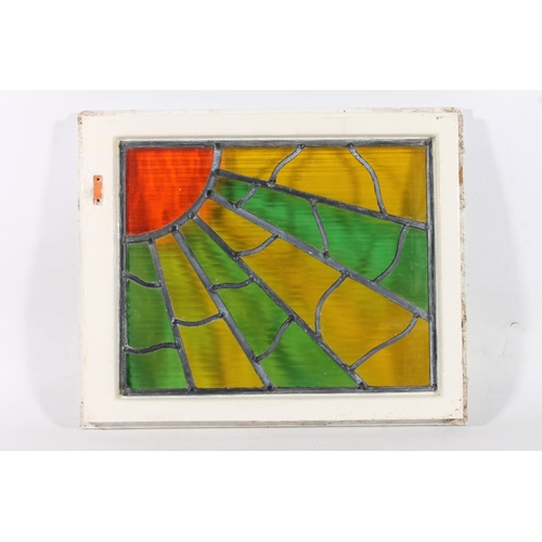 888 - Stained glass window panel, W54cm.