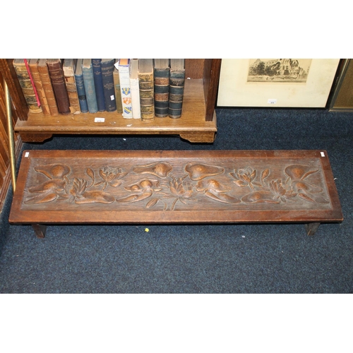 905 - Art Nouveau carved wood footrest, W119cm.