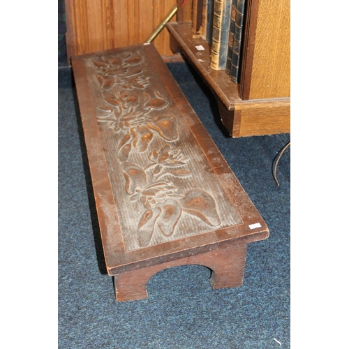 905 - Art Nouveau carved wood footrest, W119cm.