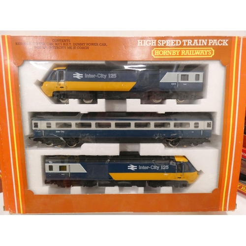 10 - Group of Hornby OO gauge boxed passenger coaches and locomotives to include a High Speed Train Pack,... 