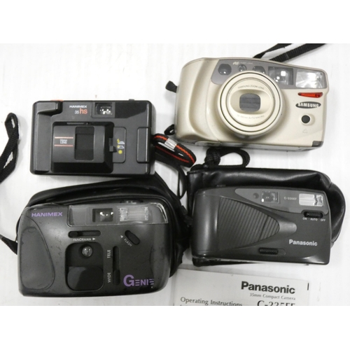 15 - Group of cameras to include a Nikon F65 with lens, Cosina VAF, and others by Samsung, Kodak and Cano... 