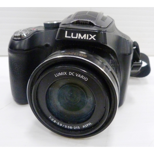 16 - Group of digital cameras to include Lumix, Finepix S5000, Panasonic SMC-L210, Nikon Coolpix, and a D... 