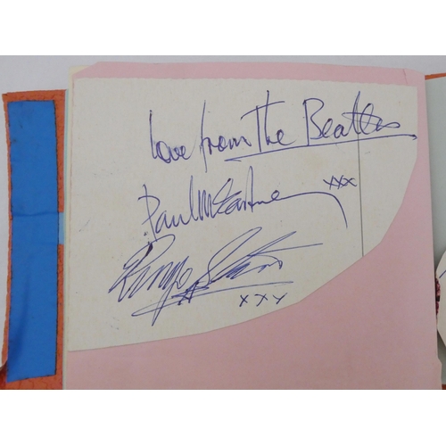 19 - Beatles Memorabilia - 'Love from The Beatles'Autographed signatures by each member of the band in bl... 