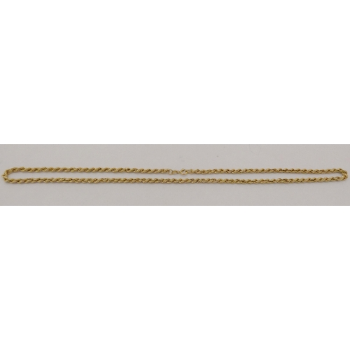 22 - 9ct gold rope-twist neck chain, 25cm long, 5.8g.