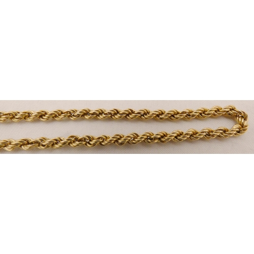 22 - 9ct gold rope-twist neck chain, 25cm long, 5.8g.