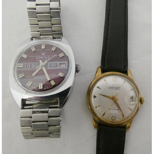 41 - Four gent's antimagnetic and automatic wristwatches, c. 1970s, to include a Soniko Super Deluxe on f... 