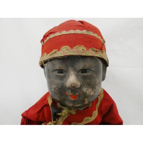 77 - Chinese composition doll, c. early 20th century, with original embroidered silk clothing, approximat... 