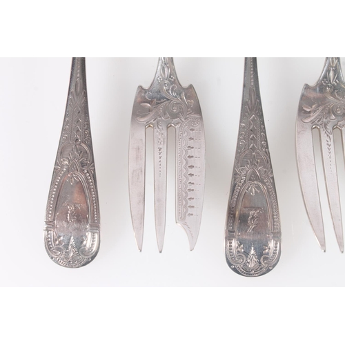 515 - Set of six American Sterling grade silver fish forks by Caldwell & Co, 262g.