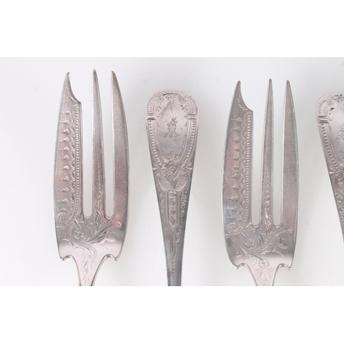 515 - Set of six American Sterling grade silver fish forks by Caldwell & Co, 262g.