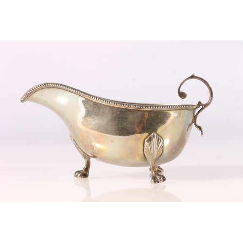 523 - Antique silver sauce boat, makers marks rubbed, London 1907, 105g.