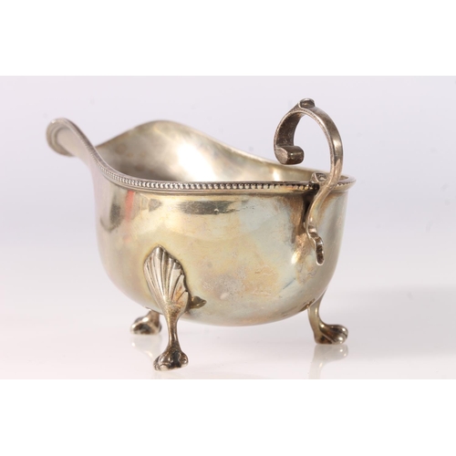 523 - Antique silver sauce boat, makers marks rubbed, London 1907, 105g.