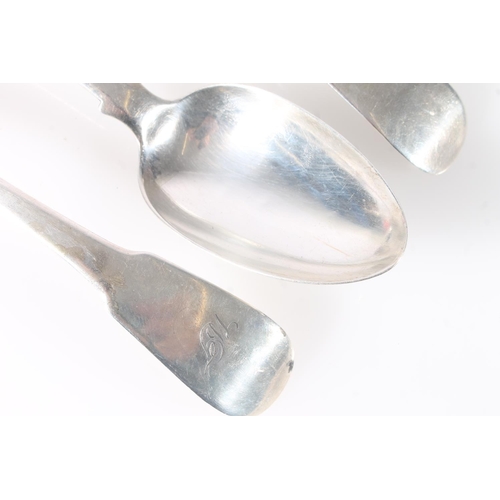 528 - Set of three Georgian silver fiddle pattern tablespoons by Alexander Henderson, Edinburgh 1816, 191g... 