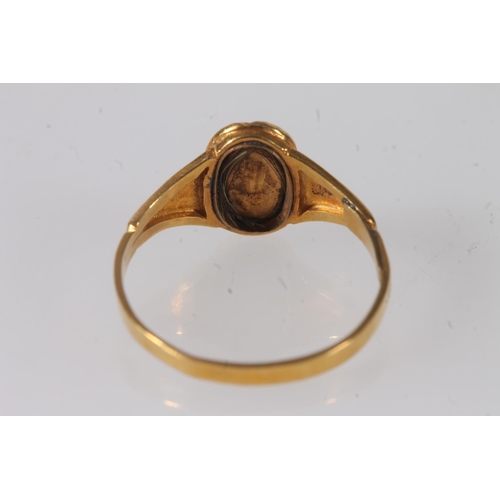 766 - 8ct gold enamel and pearl mourning ring, maker S&P, size O/N, 1.9g.