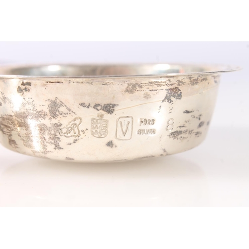 819 - Small Guernsey silver Bachin bowl by Bruce Russell, hallmarked silver tape measure and set of six Vi... 