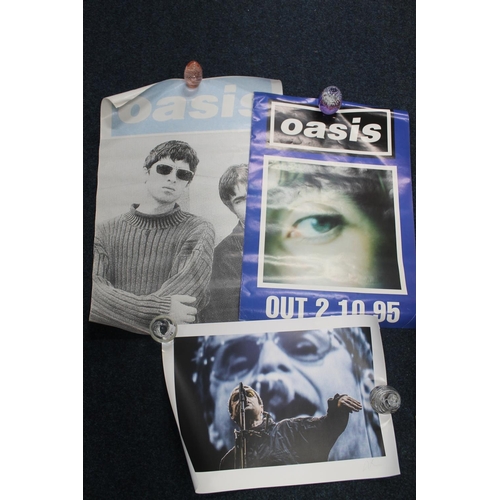 406 - Three Oasis posters to include a release date poster out 2.10.95, etc (3).