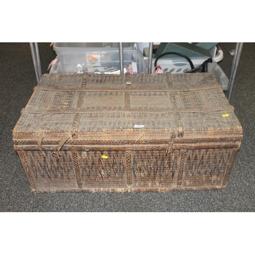 896 - African wicker chest, W92cm.