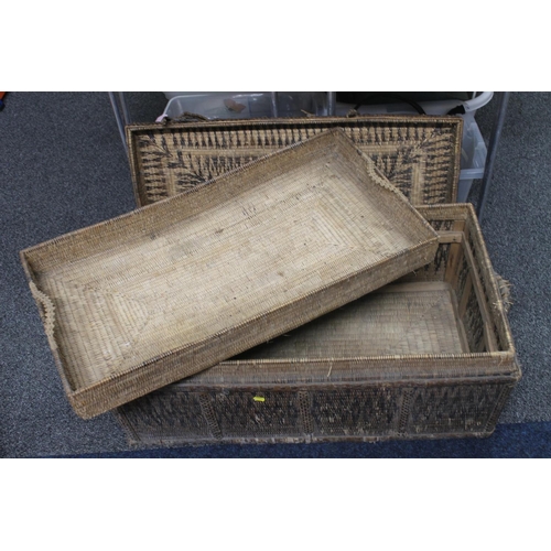 896 - African wicker chest, W92cm.