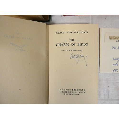 157 - GIBBINGS ROBERT (Illus).  Viscount Grey, the Charm of Birds. Signed by Gibbings to the title & w... 