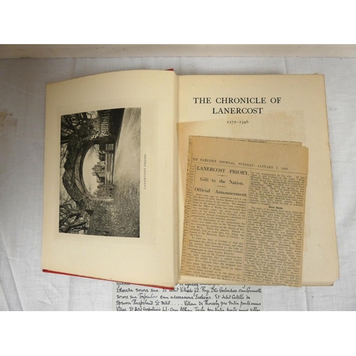 177 - MAXWELL SIR HERBERT.  The Chronicle of Lanercost. Illus. Quarto. Orig. red cloth. Glasgow,... 