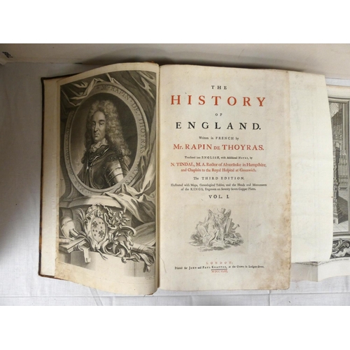 197 - RAPIN DE THOYRAS MR.  The History of England ... With Additional Notes by N. Tindal. Vol. 1. Eng. po... 