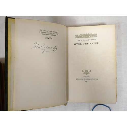 199 - GALSWORTHY JOHN.  Over the River. Signed ltd. ed. 296/375. Qtr. vellum. 1933; also Harriet K. Fobes,... 