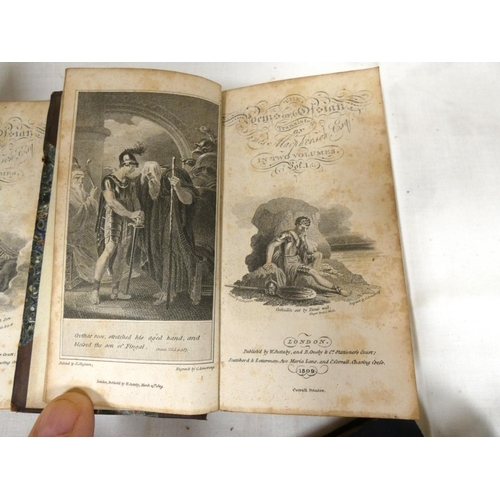 53 - MACPHERSON JAMES.  The Poems of Ossian. 2 vols. Eng. frontis & titles. 32mo. Half calf, some int... 