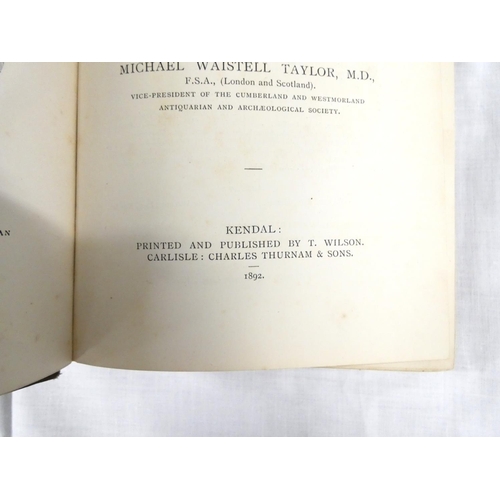 111 - CUMBERLAND & WESTMORLAND ANT. & ARCH. SOCIETY.  Extra Series. Taylor, Old Memorial... 