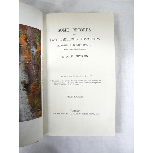 118 - BRYDSON A. P.  Some Records of Two Lakeland Townships (Blawith & Nibthwaite). Col. frontis &... 