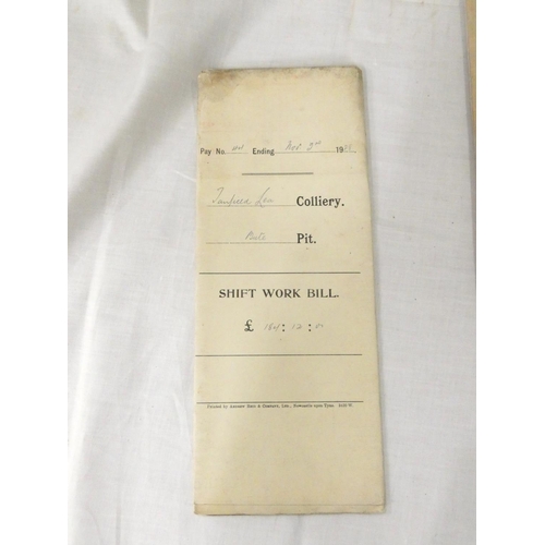 146 - Tanfield Moor, S. Tanfield & E. Tanfield Collieries.  41 various bills & dockets for shift w... 