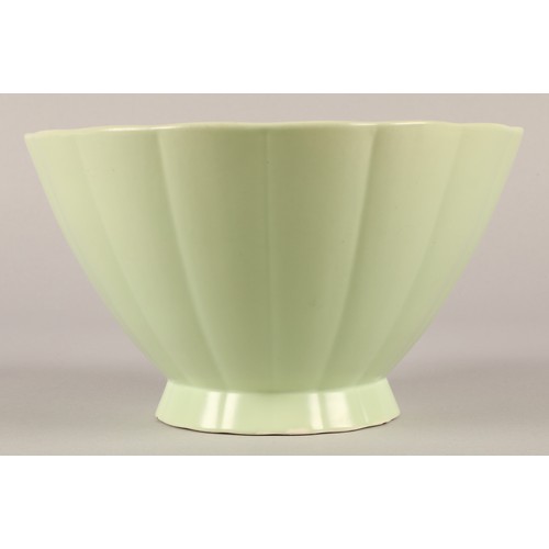 13 - Wedgwood 1930's Keith Murray signed fluted bowl, pale green colourway, signed to base and wedgwood m... 