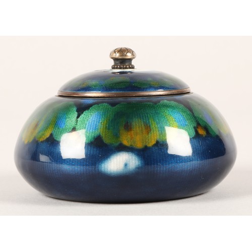 168 - David Anderson silver enamelled jar with gilt interior, 7cm high