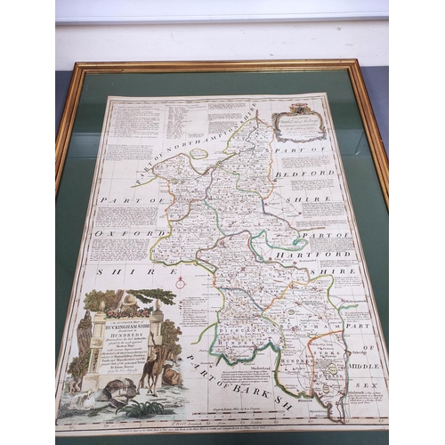 70 - BOWEN EMANUEL & KITCHIN THOMAS.  An Accurate Map of Buckinghamshire Divided into Its Hundreds. H... 