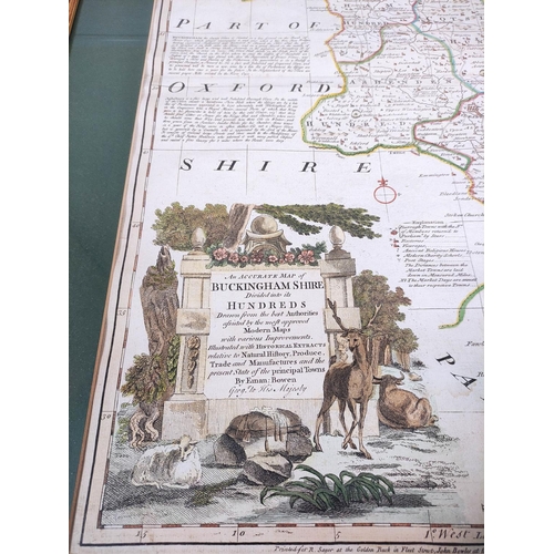 70 - BOWEN EMANUEL & KITCHIN THOMAS.  An Accurate Map of Buckinghamshire Divided into Its Hundreds. H... 