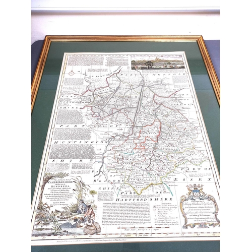 71 - BOWEN EMANUEL & KITCHIN THOMAS.  An Accurate Map of Cambridgeshire Divided into Its Hundreds. Ha... 