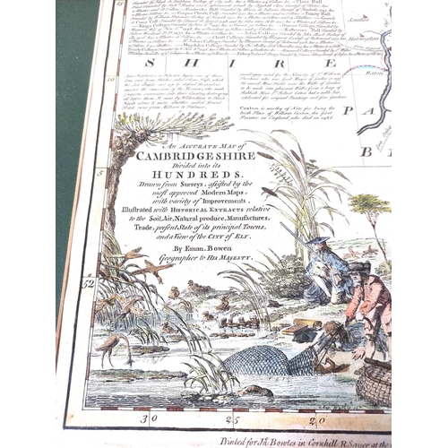71 - BOWEN EMANUEL & KITCHIN THOMAS.  An Accurate Map of Cambridgeshire Divided into Its Hundreds. Ha... 
