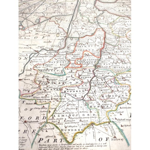 71 - BOWEN EMANUEL & KITCHIN THOMAS.  An Accurate Map of Cambridgeshire Divided into Its Hundreds. Ha... 