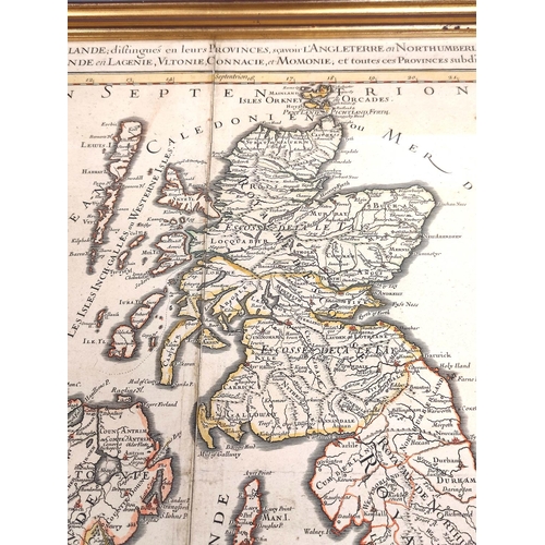 74 - JAILLOT ALEXIS HUBERT.  Les Isles Britanniques. Hand col. eng. map with inset map of Orkney, Shetlan... 